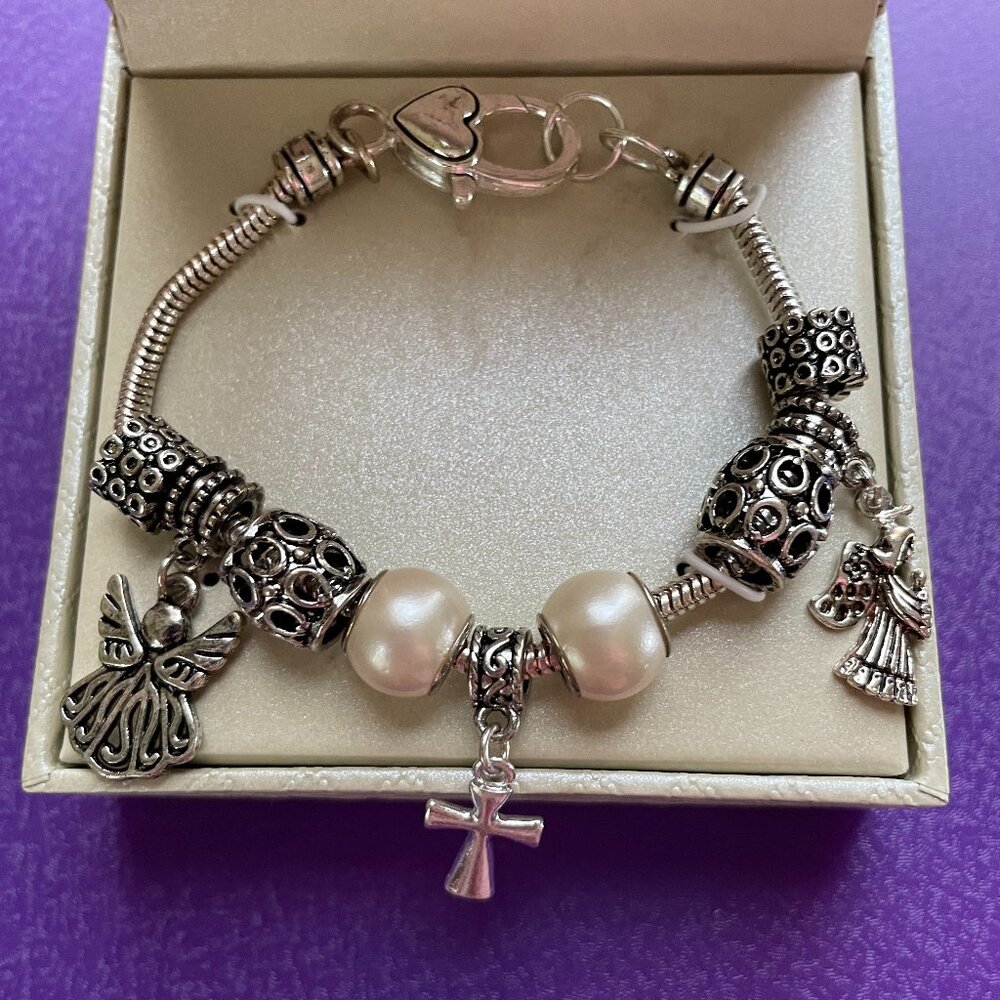 Kim Roger's Angel Silver Toned Charm Bracelet